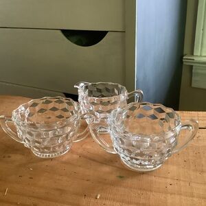 Vintage Fostoria Mini Cream Sugar Set
